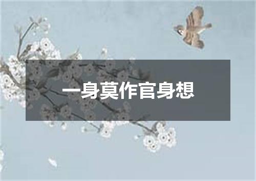 一身莫作官身想