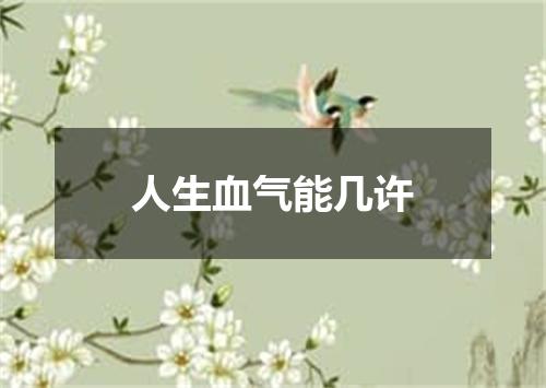 人生血气能几许
