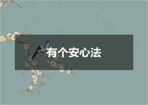 有个安心法