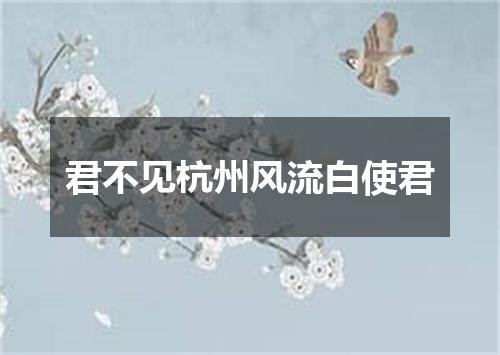 君不见杭州风流白使君