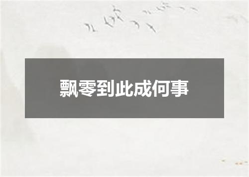 飘零到此成何事
