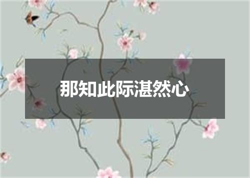那知此际湛然心