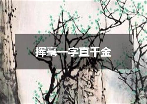 挥毫一字直千金