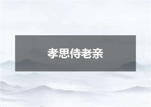 孝思侍老亲