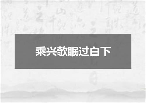 乘兴欹眠过白下