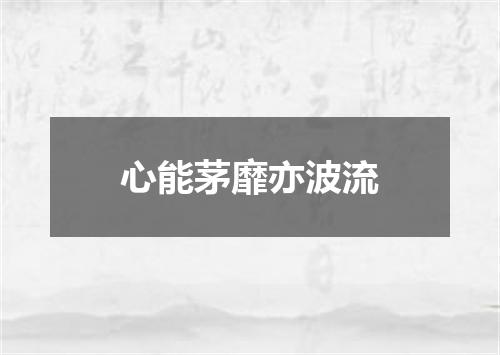 心能茅靡亦波流