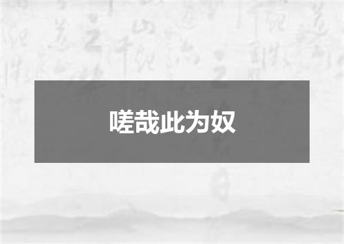 嗟哉此为奴