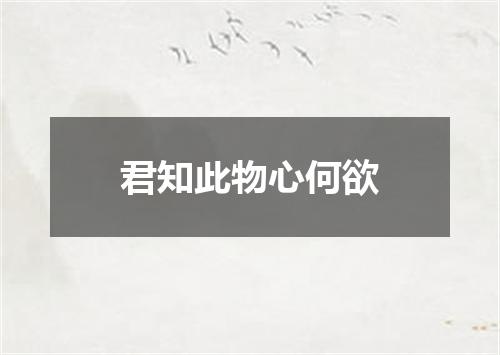 君知此物心何欲