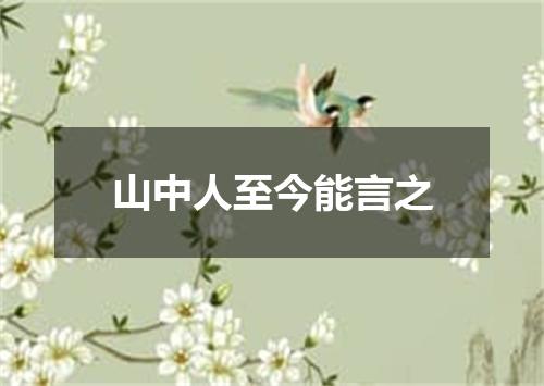 山中人至今能言之