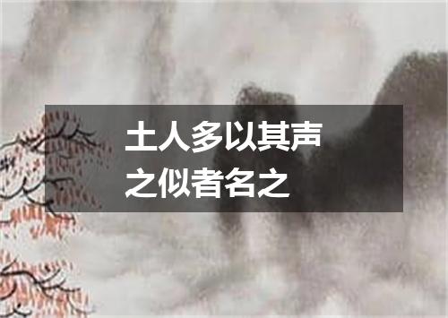 土人多以其声之似者名之