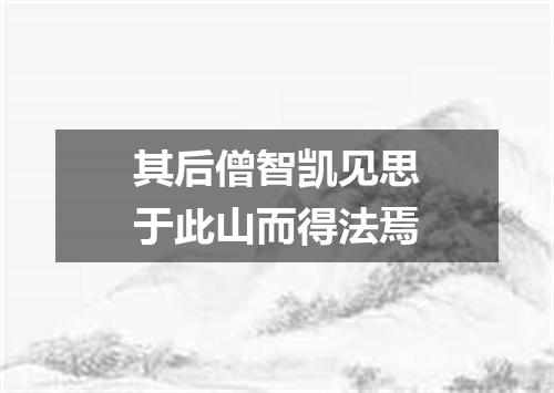 其后僧智凯见思于此山而得法焉