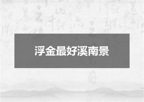 浮金最好溪南景