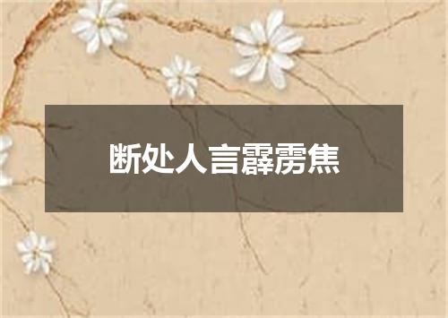 断处人言霹雳焦