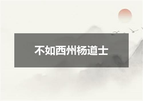 不如西州杨道士