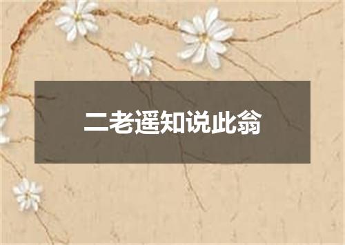 二老遥知说此翁