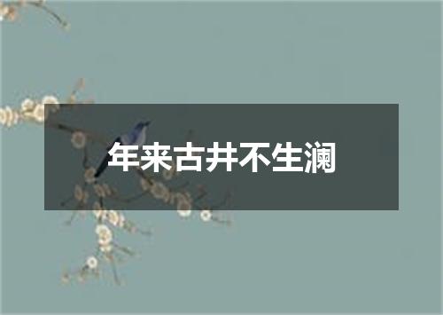 年来古井不生澜