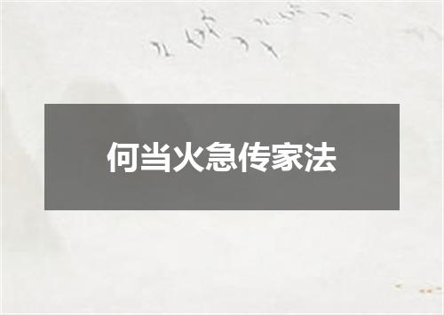 何当火急传家法