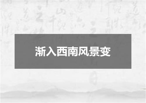 渐入西南风景变