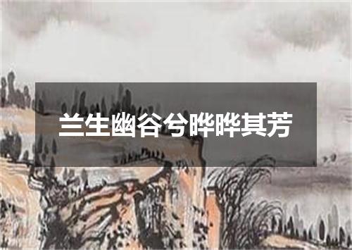 兰生幽谷兮晔晔其芳
