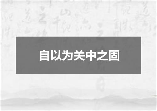 自以为关中之固