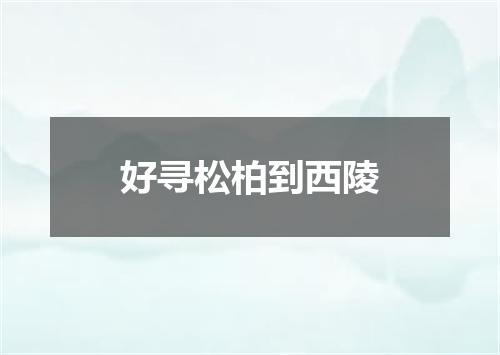 好寻松柏到西陵