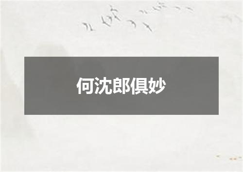 何沈郎俱妙