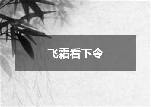 飞霜看下令