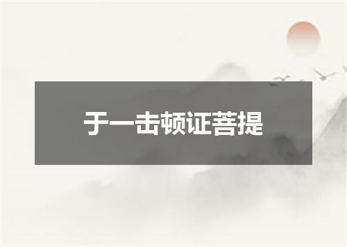 于一击顿证菩提