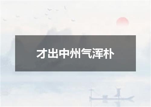 才出中州气浑朴