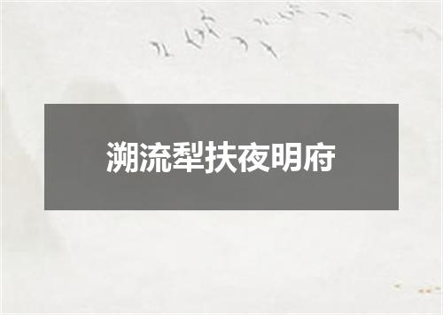 溯流犁扶夜明府