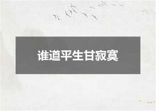 谁道平生甘寂寞