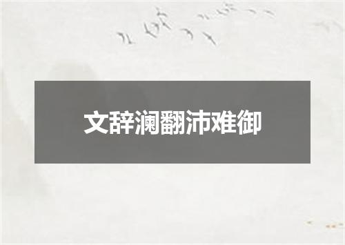 文辞澜翻沛难御