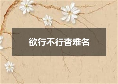 欲行不行杳难名