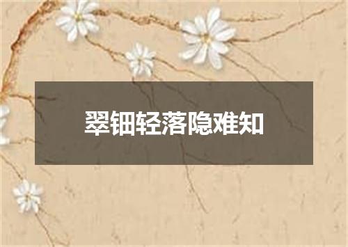 翠钿轻落隐难知