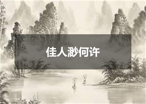 佳人渺何许