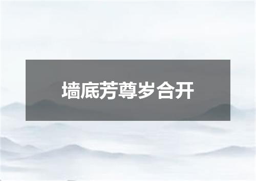 墙底芳尊岁合开