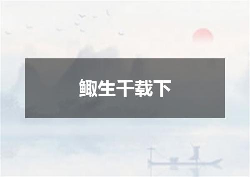 鲰生千载下