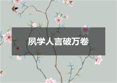 夙学人言破万卷