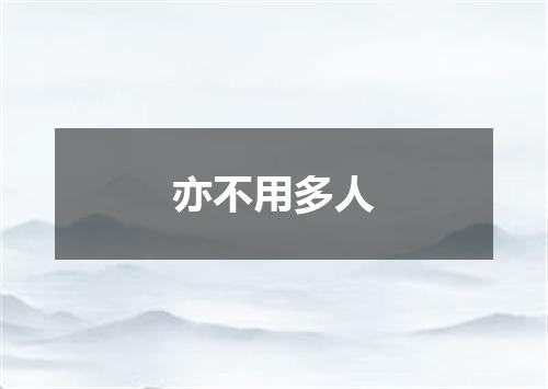 亦不用多人