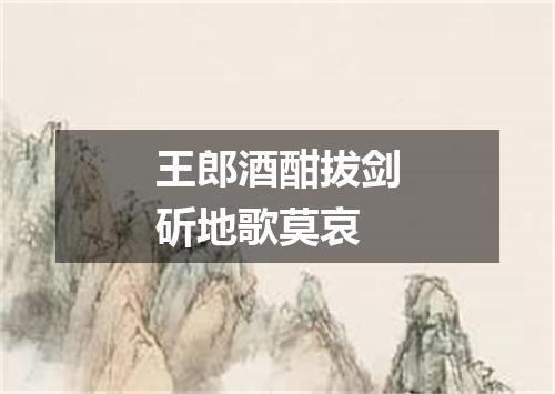 王郎酒酣拔剑斫地歌莫哀