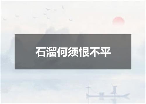 石溜何须恨不平