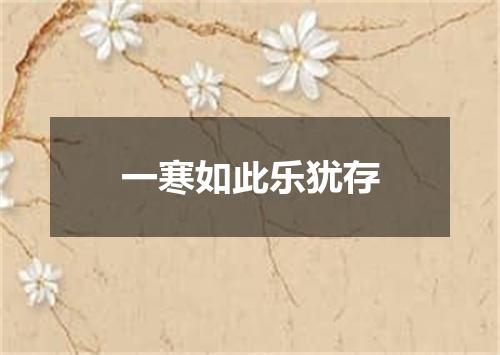 一寒如此乐犹存