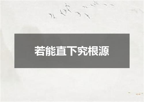 若能直下究根源