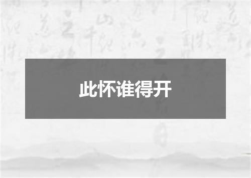 此怀谁得开
