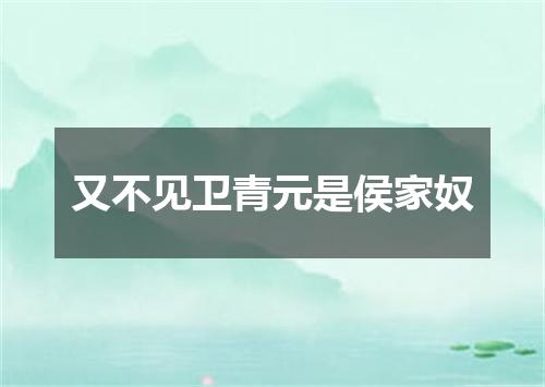 又不见卫青元是侯家奴