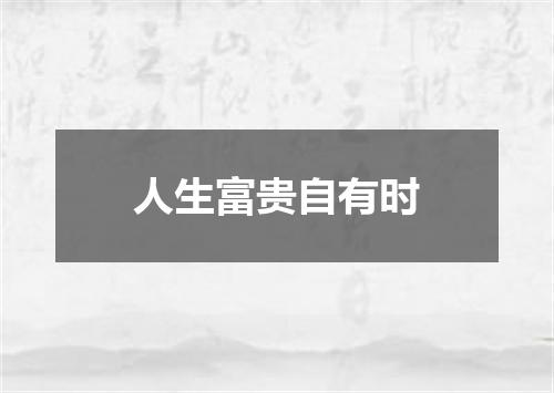 人生富贵自有时