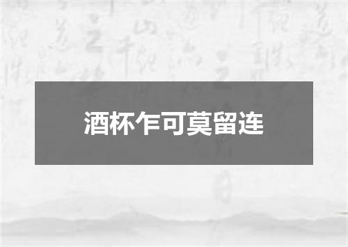 酒杯乍可莫留连