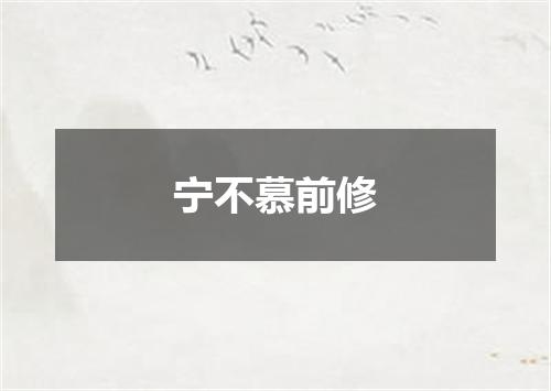 宁不慕前修