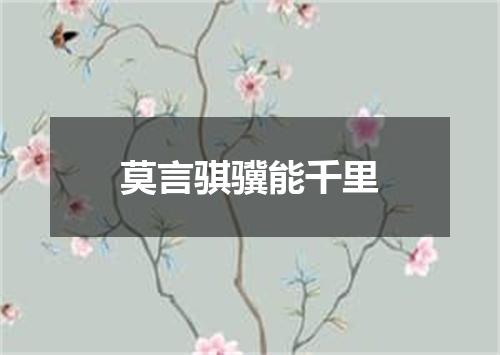 莫言骐骥能千里