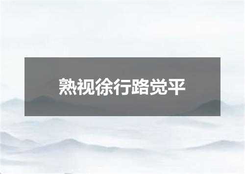 熟视徐行路觉平